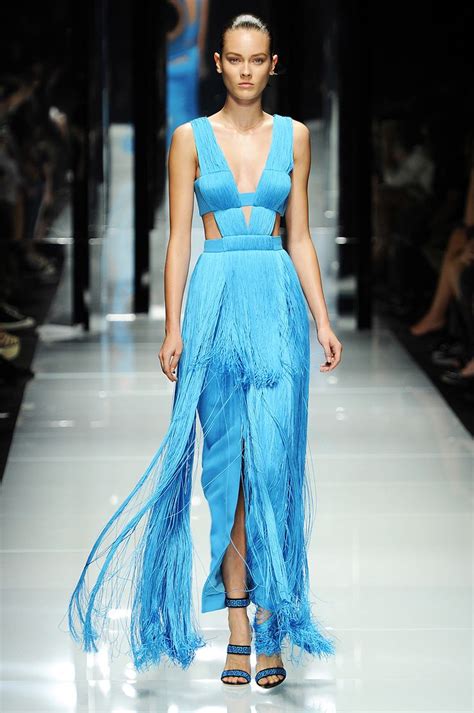 versace fashon week 2005 blue gown|Versace runway dresses.